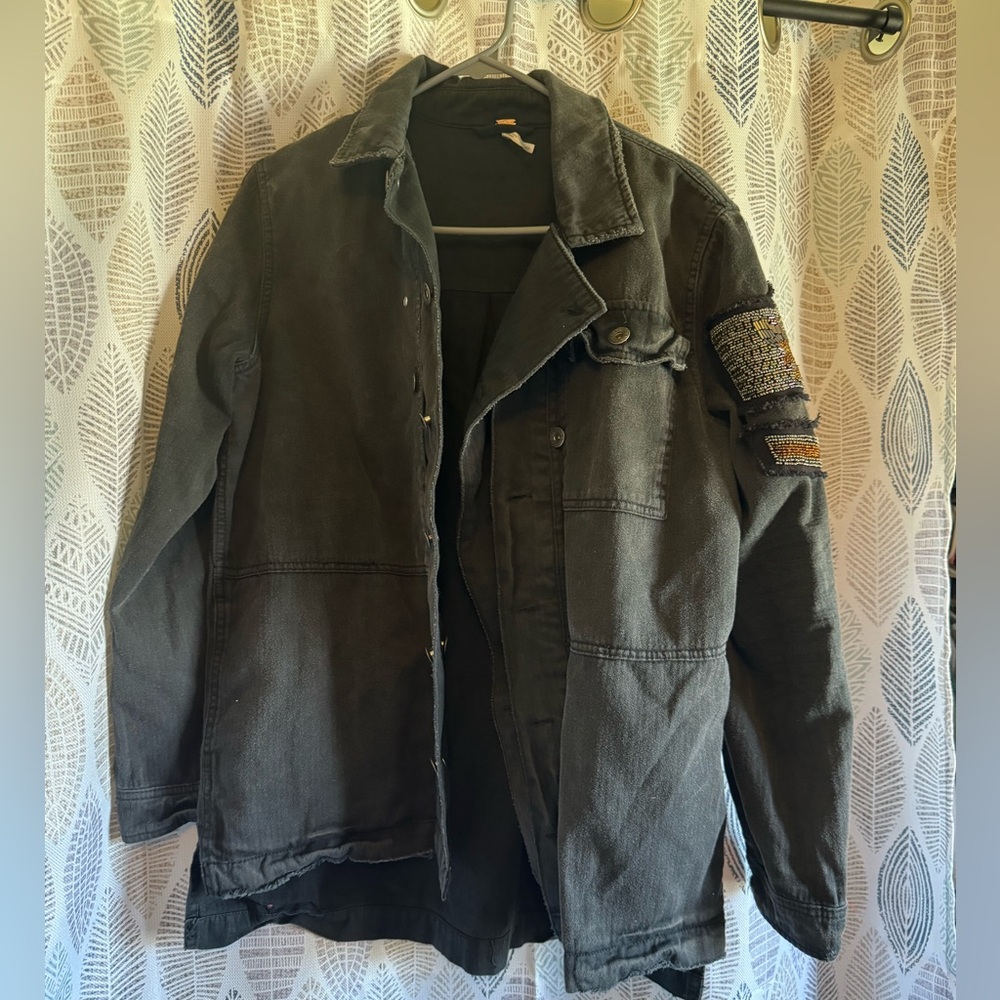 Free People Black Denim Jacket!